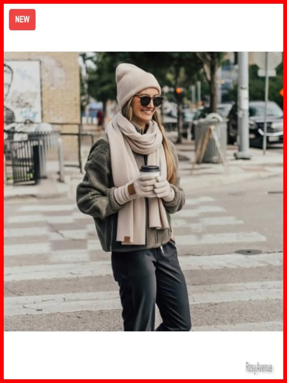 Warm Winter Hat Scarf Gloves Headband Set Fleece Lined Touchscreen Gloves
